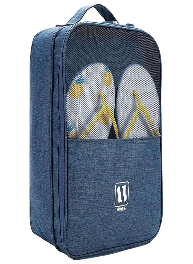 MobFest 3 in 1 Shoe Organiser Polyester Bag Waterproof Footwear Pouch, Portable Storage with Double Side Zipper Easy to Carry for Traveling Men Women Blue - Image 1